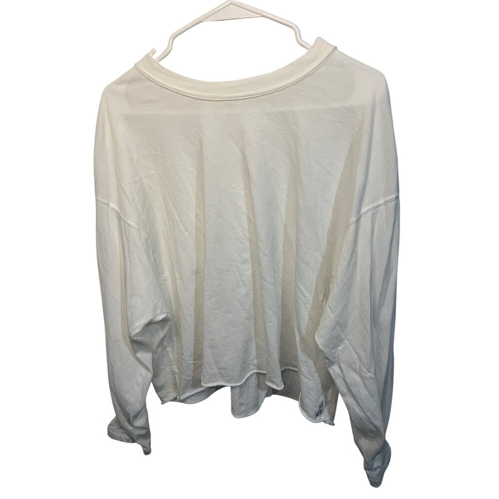 Free People White Oversized Long-Sleeve Shirt With Boho Print Detail Womens S